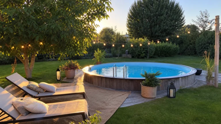 Illustration éditoriale pour l’article « Décorer votre piscine hors sol pour sublimer votre jardin »