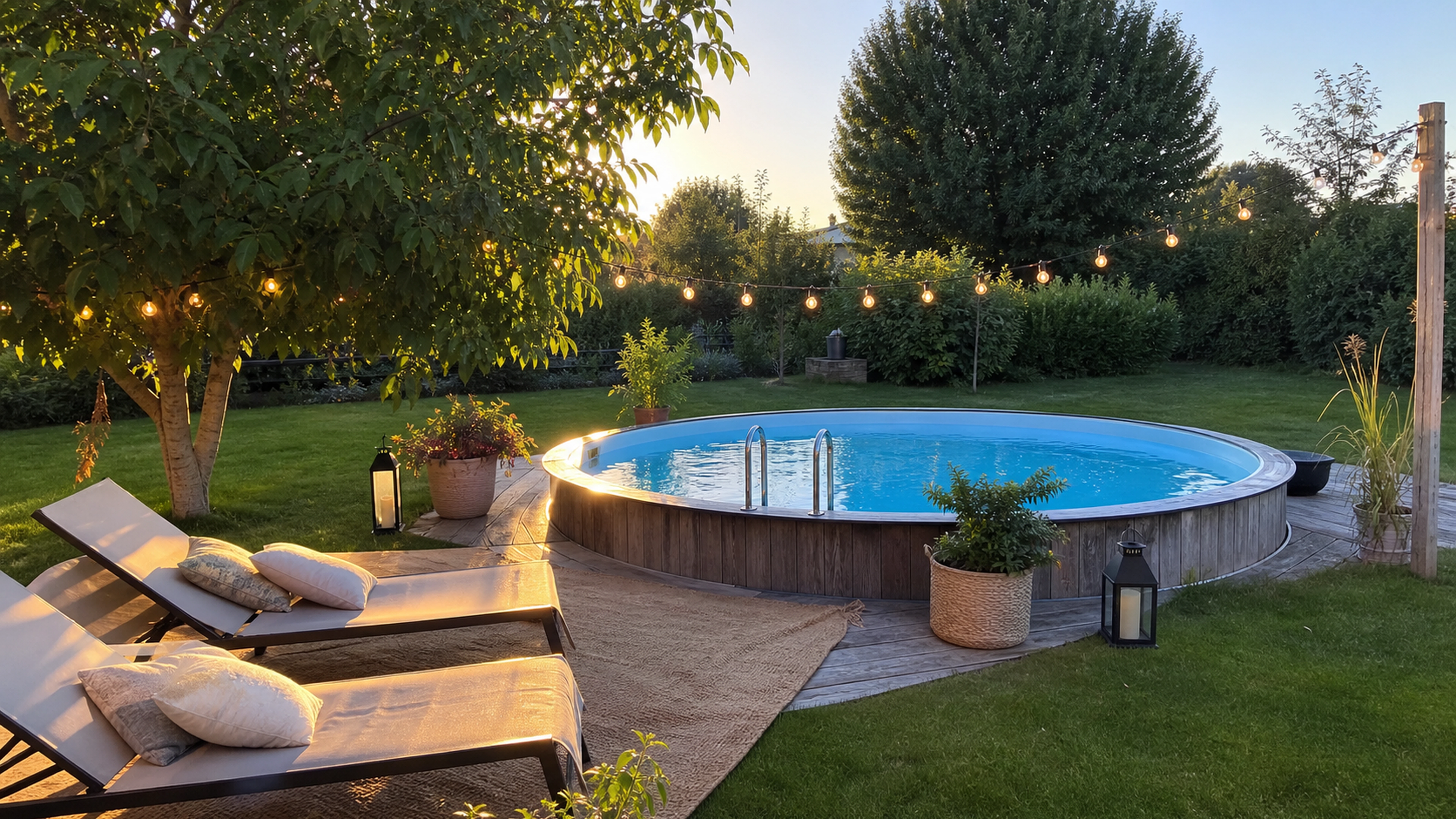Illustration éditoriale pour l’article « Décorer votre piscine hors sol pour sublimer votre jardin »