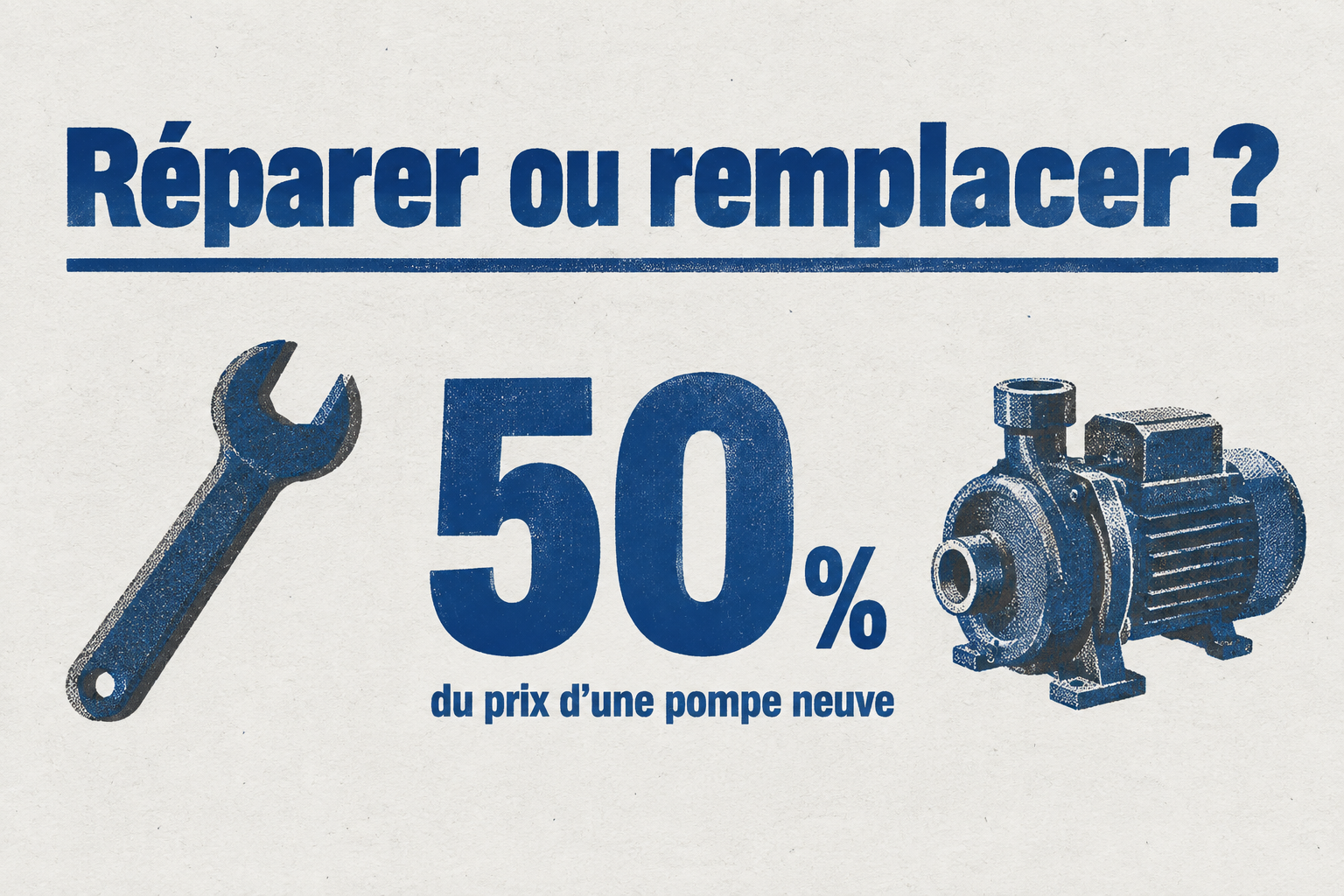 Si le devis de réparation dépasse 50 % du prix d'une pompe neuve, le remplacement est plus rentable.