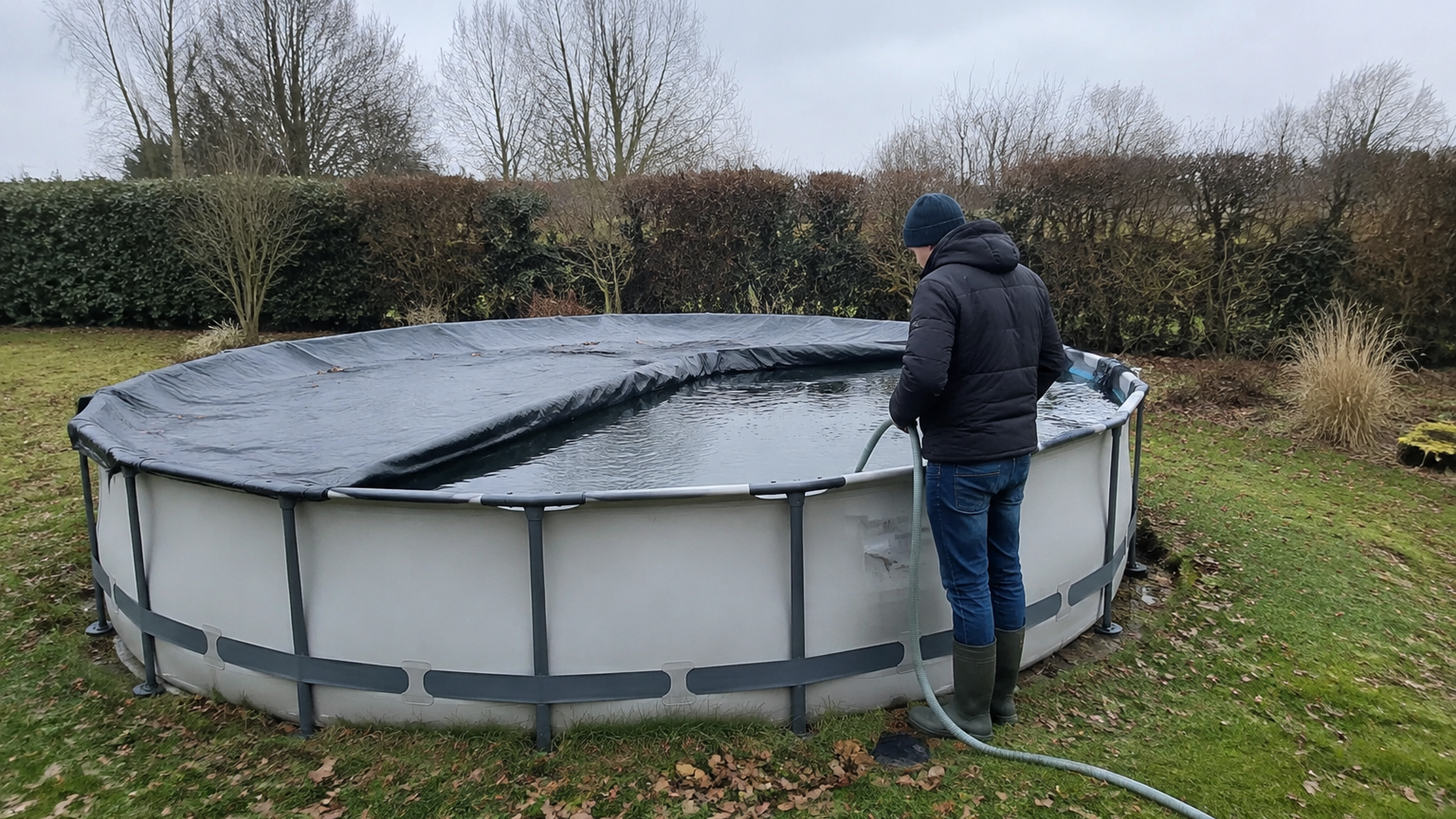Illustration éditoriale pour l’article « Faut-il vider sa piscine hors sol en hiver ? Nos conseils »