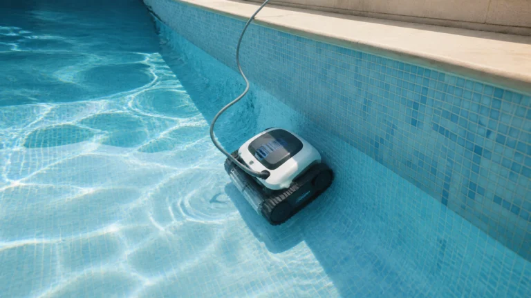 Illustration éditoriale pour l’article « Pourquoi mon robot piscine ne monte plus aux parois »